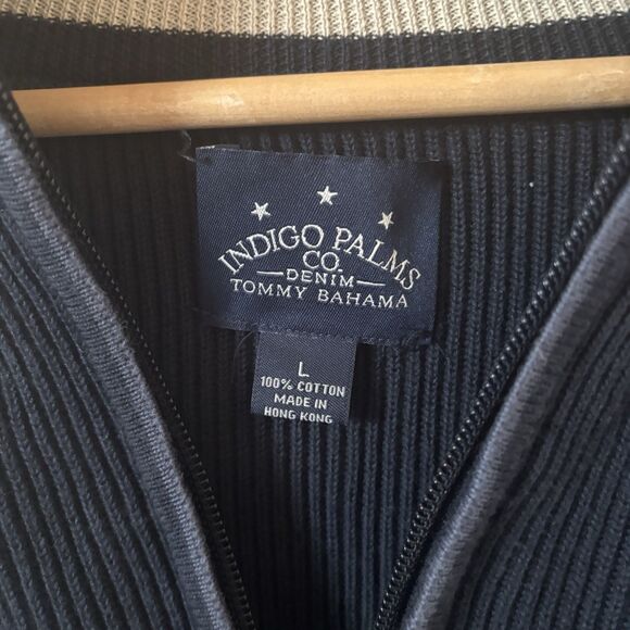 Indigo Palms Tommy Bahama Mens 1/4 Zip Pullover Blue Size Large Comfort Fall - Picture 6 of 12